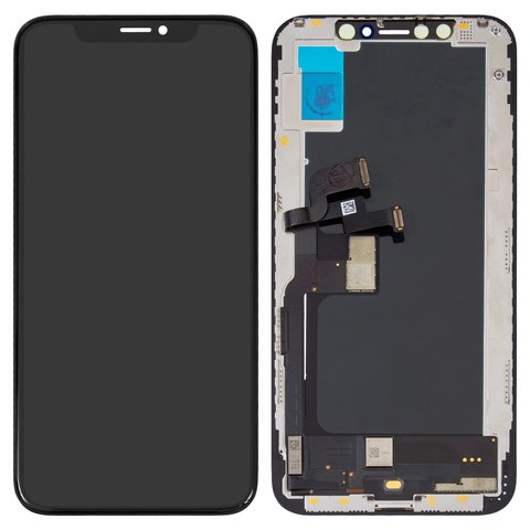 Дисплей для iPhone XS, чорний, з рамкою, Оригінал переклеєне скло 