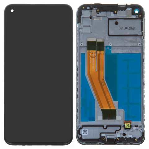 Дисплей для Samsung A115 Galaxy A11, M115 Galaxy M11, чорний, з рамкою, Оригінал переклеєне скло 
