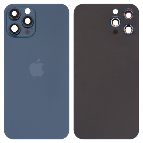 Задня панель корпуса для iPhone 12 Pro Max, синя, із склом камери, small hole