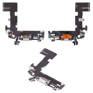 Шлейф для iPhone 13, конектора зарядки, білий, з мікрофоном, High Copy