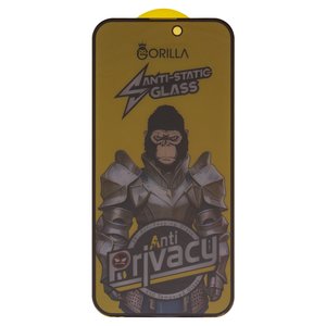 Защитное стекло Gorilla для Apple iPhone 14 Pro Max, iPhone 15 Plus, iPhone 16 Plus, совместимо с чехлом, Full Glue, Anti Static, Anti Peeping, черный