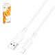 USB кабель Borofone BX80, USB тип-A, Lightning, 100 см, 2,4 А, белый, #6974443385199