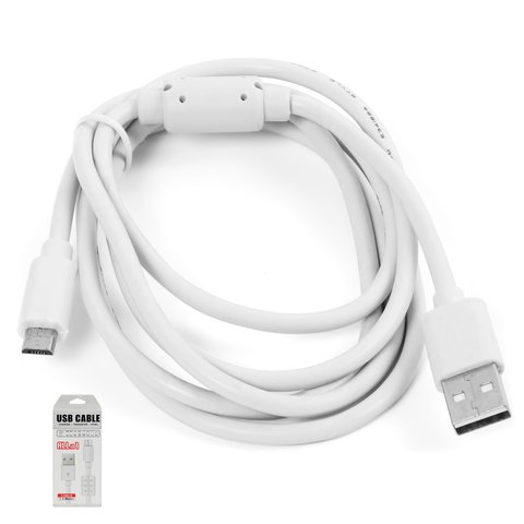 USB Cable, USB type A, micro USB type B, 150 cm, white 