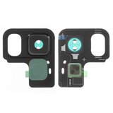 Vidrio de cámara puede usarse con Samsung A530 Galaxy A8 (2018), A730 Galaxy A8+ (2018), negro, con marcos