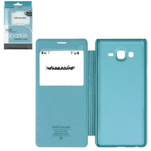 Case Nillkin Sparkle laser case compatible with Samsung G600FY  Galaxy On7, mint, flip, PU leather, plastic  #6902048110106