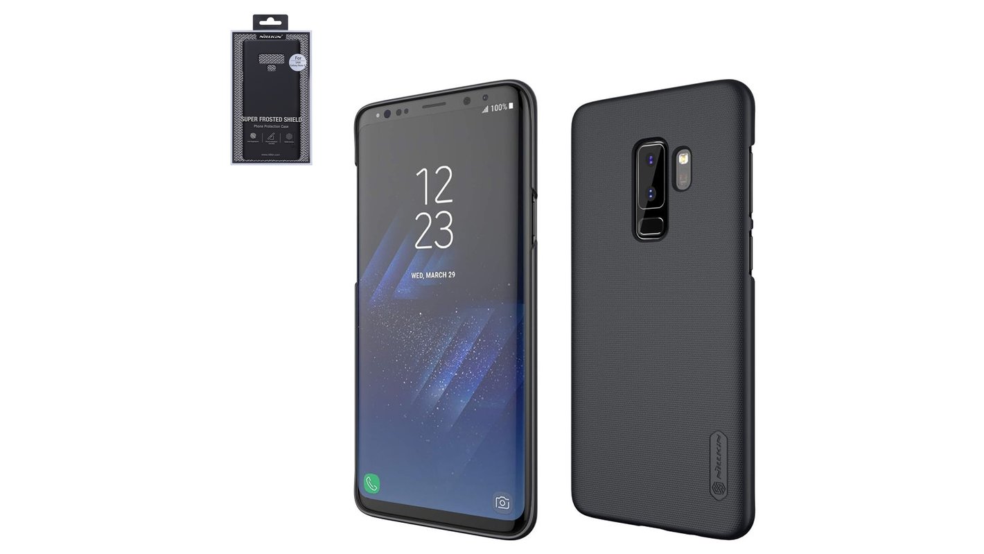 Case Nillkin Super Frosted Shield compatible with Samsung G965 Galaxy S9  Plus, (black, with support, matt, plastic) #6902048153752 - All Spares