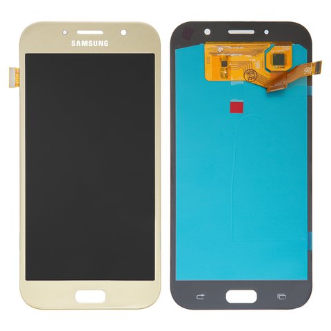 Pantalla LCD puede usarse con Samsung A720 Galaxy A7 2017 , dorado, sin marco, High Copy, OLED 