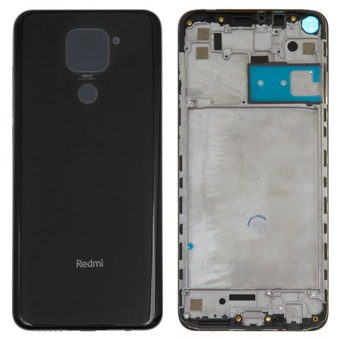 Housing compatible with Xiaomi Redmi Note 9, gray, with side buttons, midnight grey 