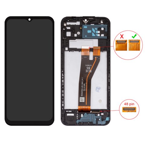 LCD compatible with Samsung A146B Galaxy A14 5G, black, with frame, High Copy, 48 pin, BS066FBM L09 DB01_1.1 