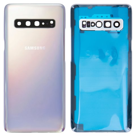 Housing Back Cover compatible with Samsung G977 Galaxy S10 5G, silver, with camera lens 