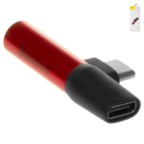 Adapter Baseus L41, from USB type C to 3.5 mm 2 in 1, doesn't support microphone , USB type C, TRS 3.5 mm, red, 1 A  #CATL41 91