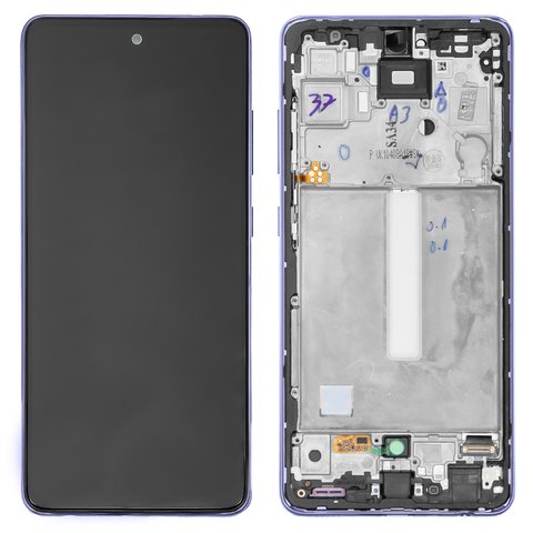 LCD compatible with Samsung A525 Galaxy A52, A526 Galaxy A52 5G, purple, with frame, Original, service pack, original glass  #GH82 25524C