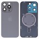 Housing Back Cover compatible with iPhone 15 Pro, (gray, with camera lens, PRC, natural titanium)