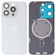 Задняя панель корпуса для iPhone 15 Pro, белая, со стеклом камеры, HC