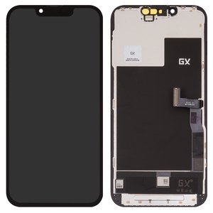 LCD compatible with iPhone 13 Pro, black, with frame, HC, without IC, OLED , GX OEM Hard, type 2 