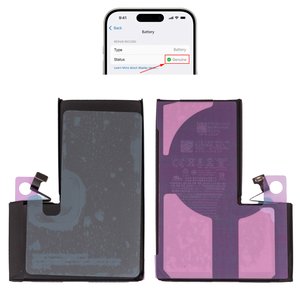 Battery compatible with iPhone 15 Pro Max, Li ion, 3.869 V, 4700 mAh, High Capacity, without error "Unknown Part", A3121 , genuine IC 