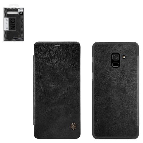 Funda Nillkin Qin leather case puede usarse con Samsung A530 Galaxy A8 2018 , negro, libro, plástico, cuero PU, #6902048151635