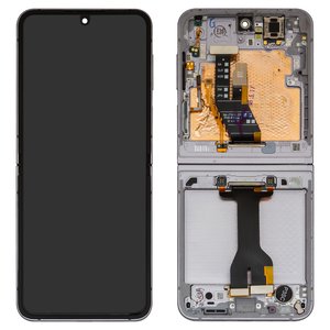 Pantalla LCD puede usarse con Samsung F741 Galaxy Z Flip6, gris, con marco, original vidrio reemplazado , silver shadow