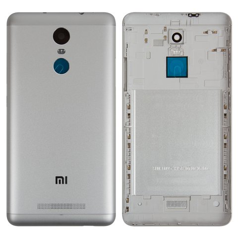Задня панель корпуса для Xiaomi Redmi Note 3 Pro, срібляста, біла, з боковою кнопкою, Original PRC , 2015116, 2015161