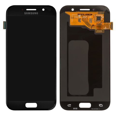 Дисплей для Samsung A520 Galaxy A5 2017 , чорний, без рамки, Оригінал переклеєне скло 