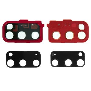 Скло камери для Samsung G980 Galaxy S20, червоне, з рамкою, aura red