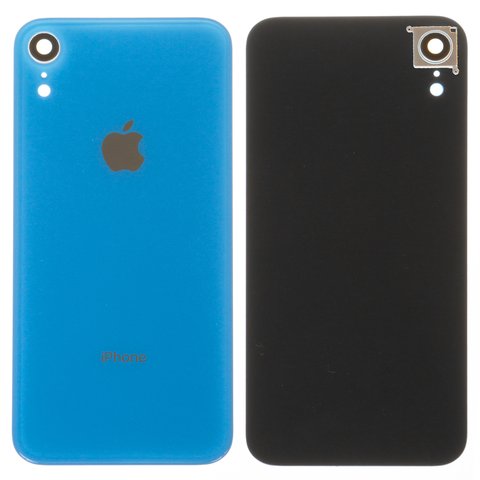 Задняя панель корпуса для iPhone XR, голубая, со стеклом камеры, small hole