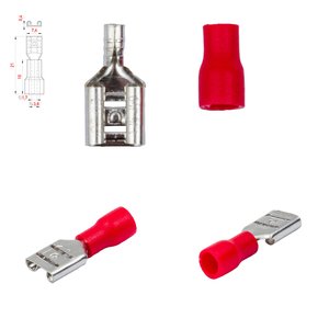 Конектор плоский FDD1.25 250, "мама", 7,4 мм, 0,5 1,5 мм², з частковою ізоляцією, червоний, 10 шт.