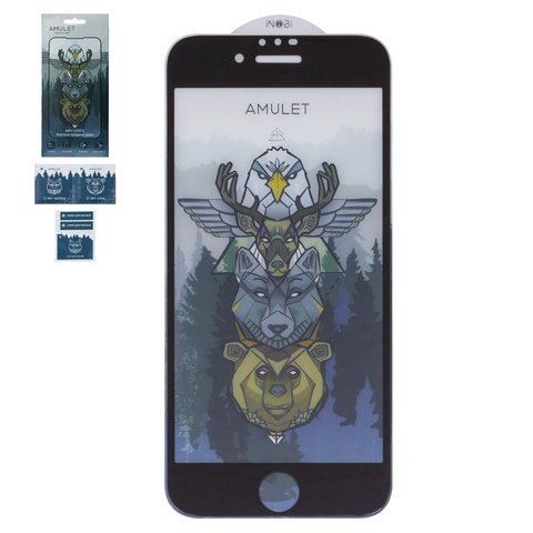 Захисне скло iNobi Amulet для Apple iPhone 7, iPhone 8, iPhone SE 2020, Full Glue, Anti Static, чорний, шар клею нанесений по всій поверхні