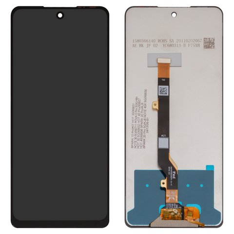 Дисплей для Tecno Spark 20 Pro KJ6 ; Infinix Hot 40 X6836 , Hot 40 Pro X6837 , черный, без рамки, Оригинал переклеено стекло