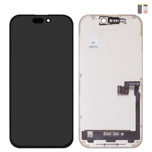 Дисплей для iPhone 16 Pro, черный, с рамкой, HC, без микросхемы, OLED , GX OEM hard