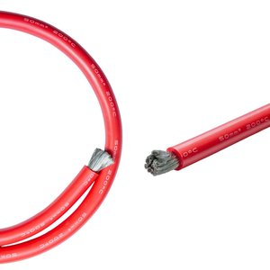 Провід в силіконовій ізоляції 0 1AWG, 50 мм², 1 м, червоний