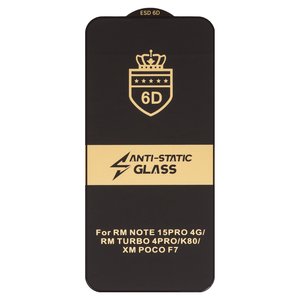 Защитное стекло ESD 6D для Xiaomi 15T, 15T Pro, Poco F7, Redmi Note 15 Pro 4G, совместимо с чехлом, Full Glue, Anti Static, без упаковки , черный